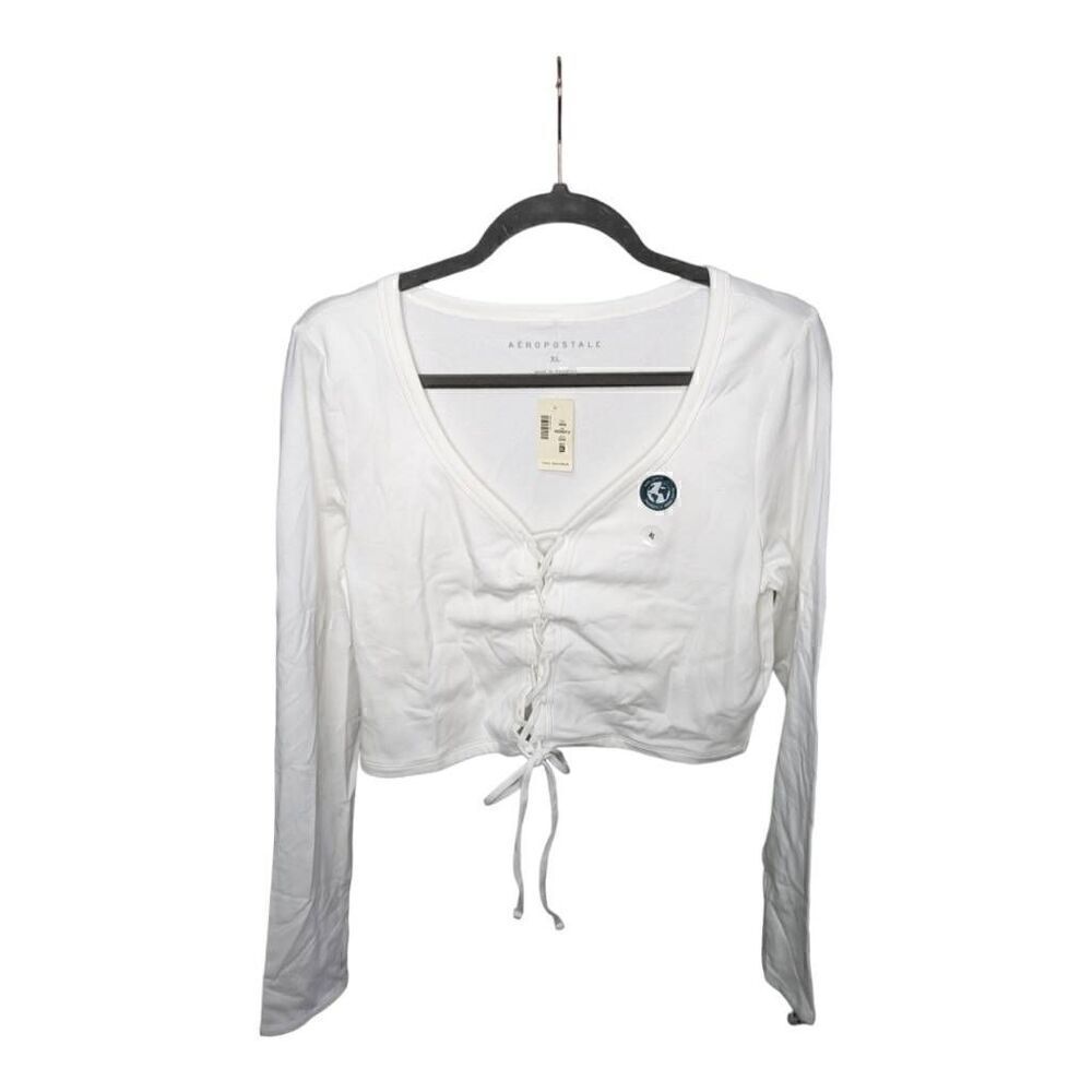 Aeropostale Long Sleeve Scoop Neck Crop Top